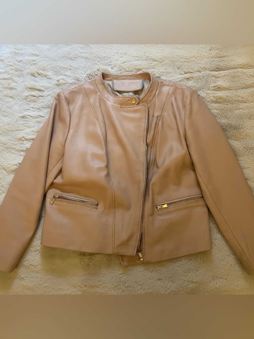 Women's Pink Italian Leather Motorcycle Jacket